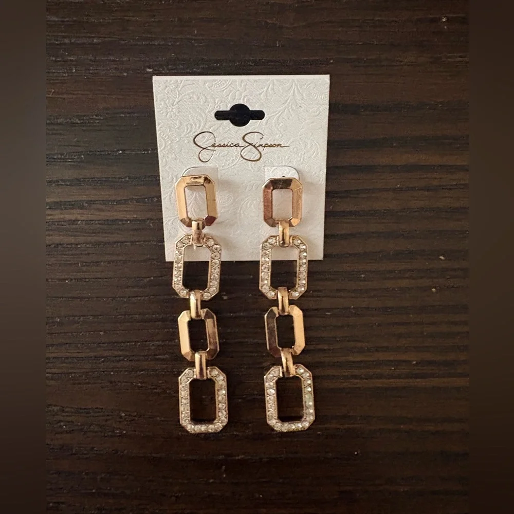 NEW Jessica Simpson Gold Link Earrings